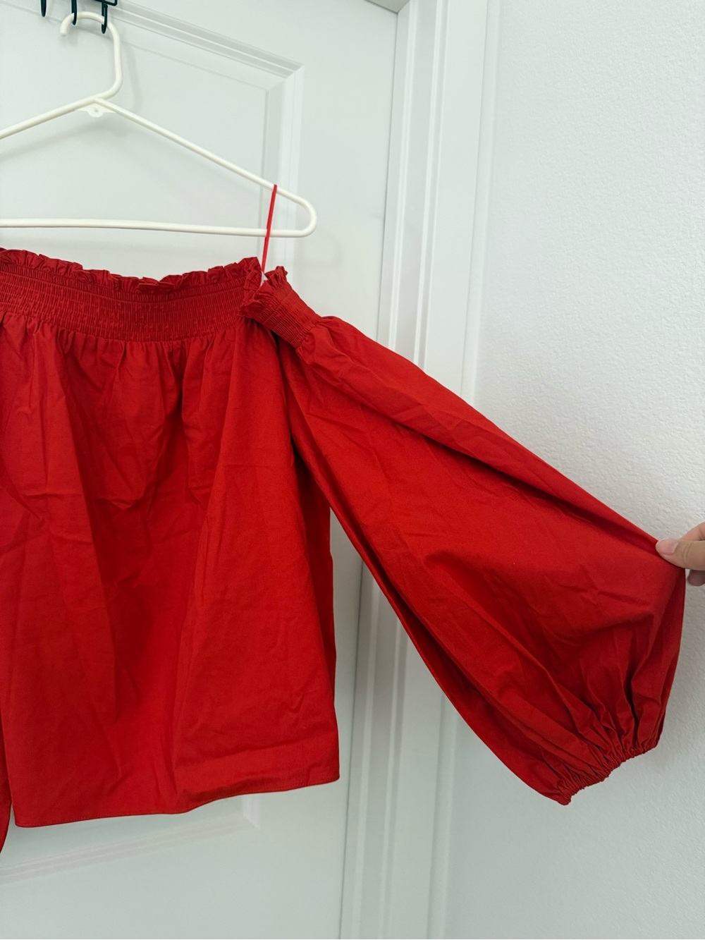 Express Red Off-Shoulder Ruffle Top - Picture 3 of 5